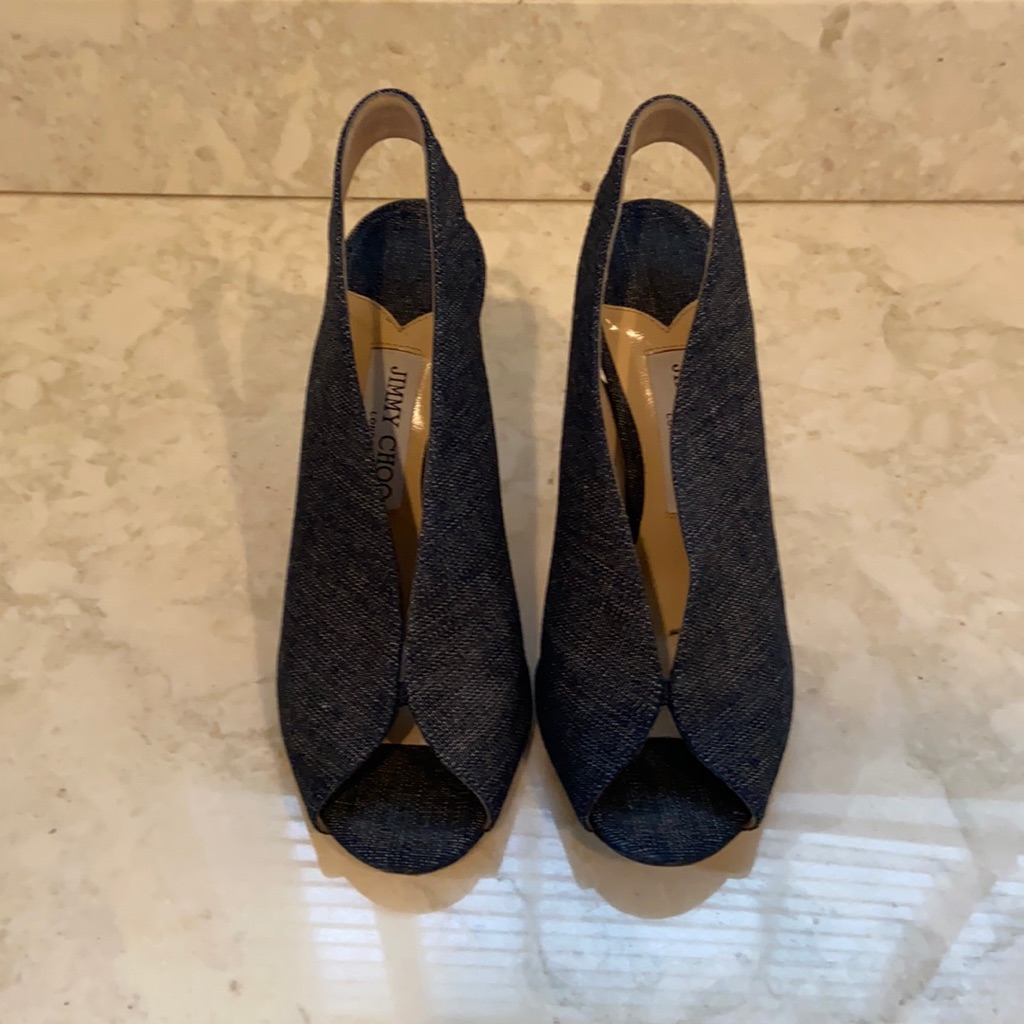 Jimmy Choo Shar 85 Denim Sandals